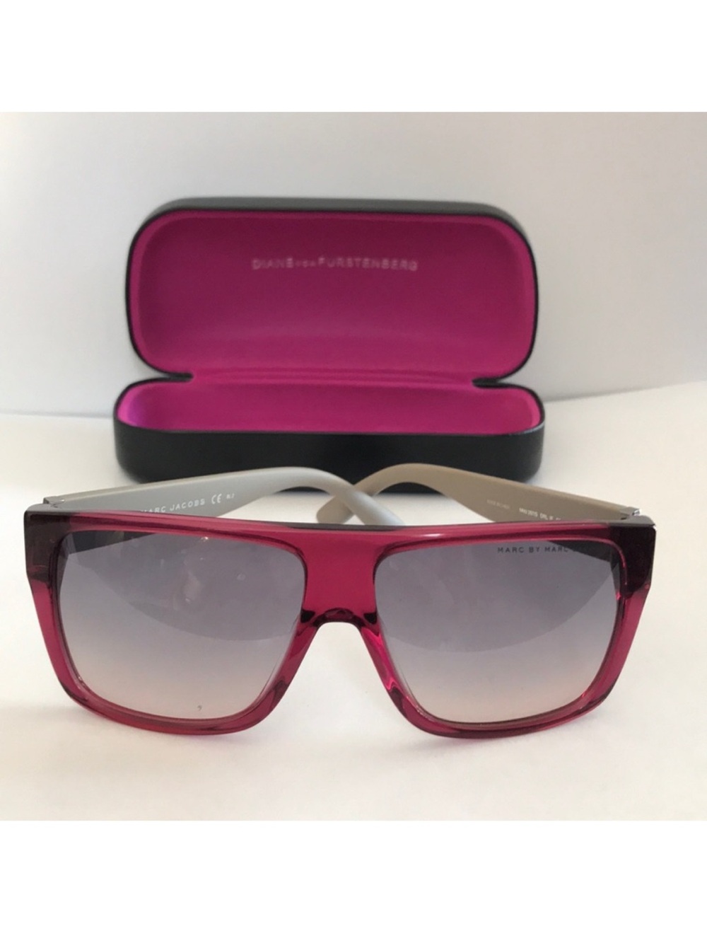 New Vintage Marc by Marc Jacobs Burgundy Transparent Frame Sunglasses